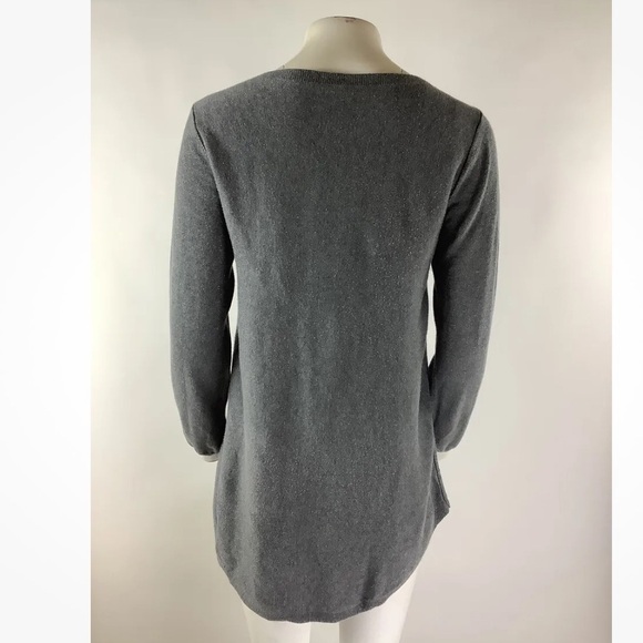 Eileen Fisher Sz S Metallic Thread Tunic Sweater Gray Tencel Organic Cotton - Picture 4 of 6